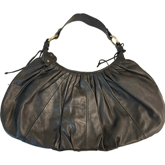 NANNINI Leather Crescent Hibiscus Bag in Black Size OS - Picture 1 of 8
